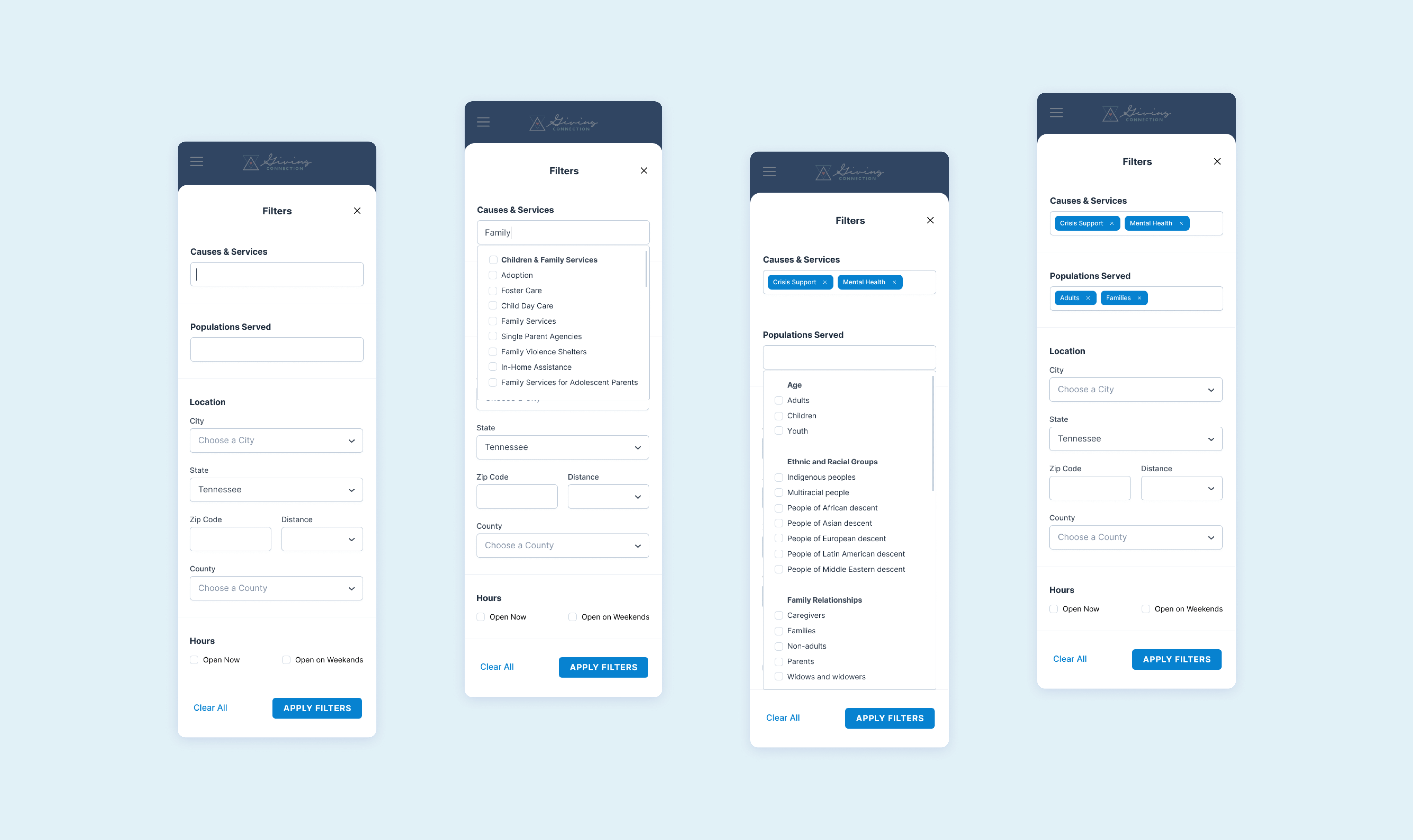 Giving Connection advanced filtering