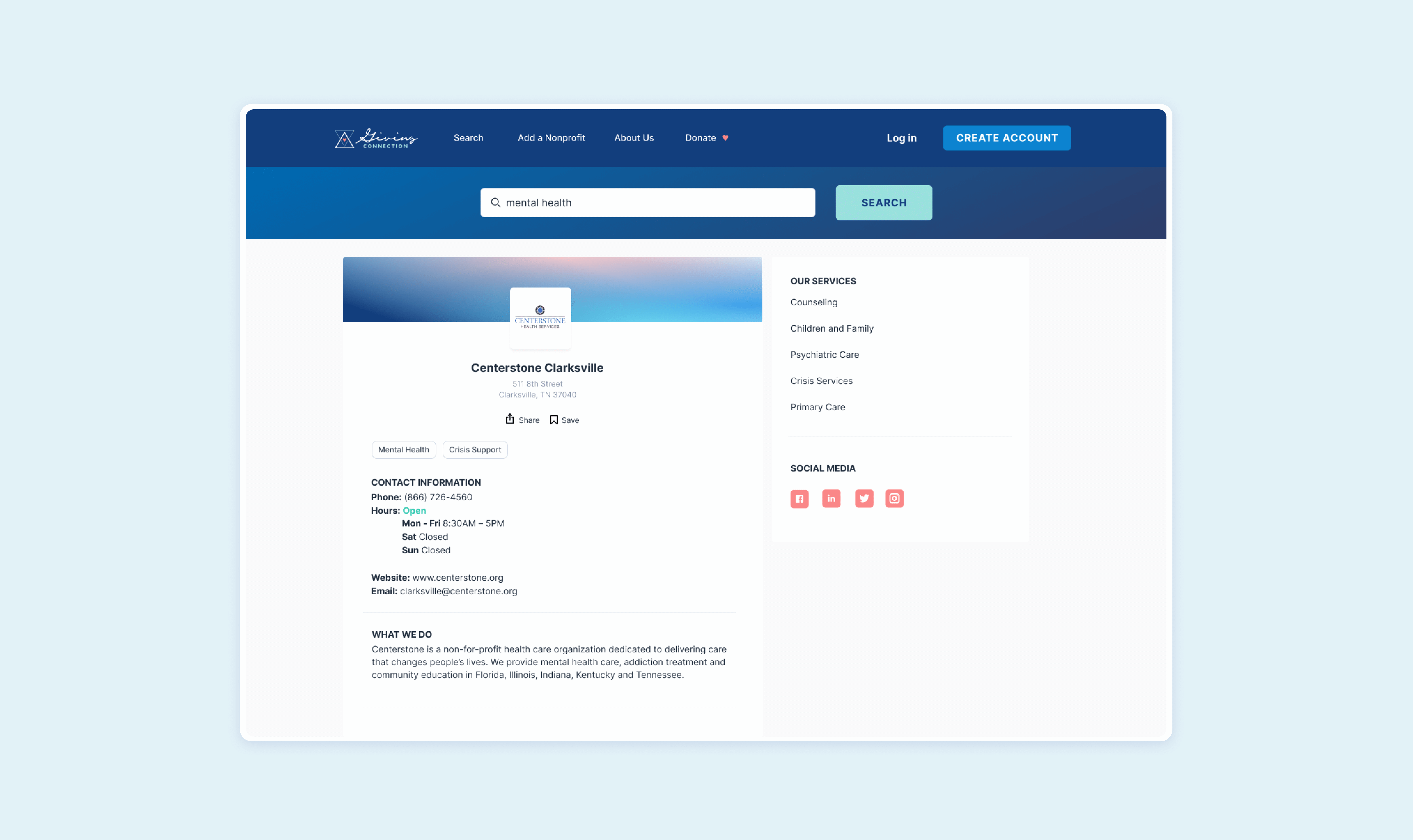 Giving Connection platform