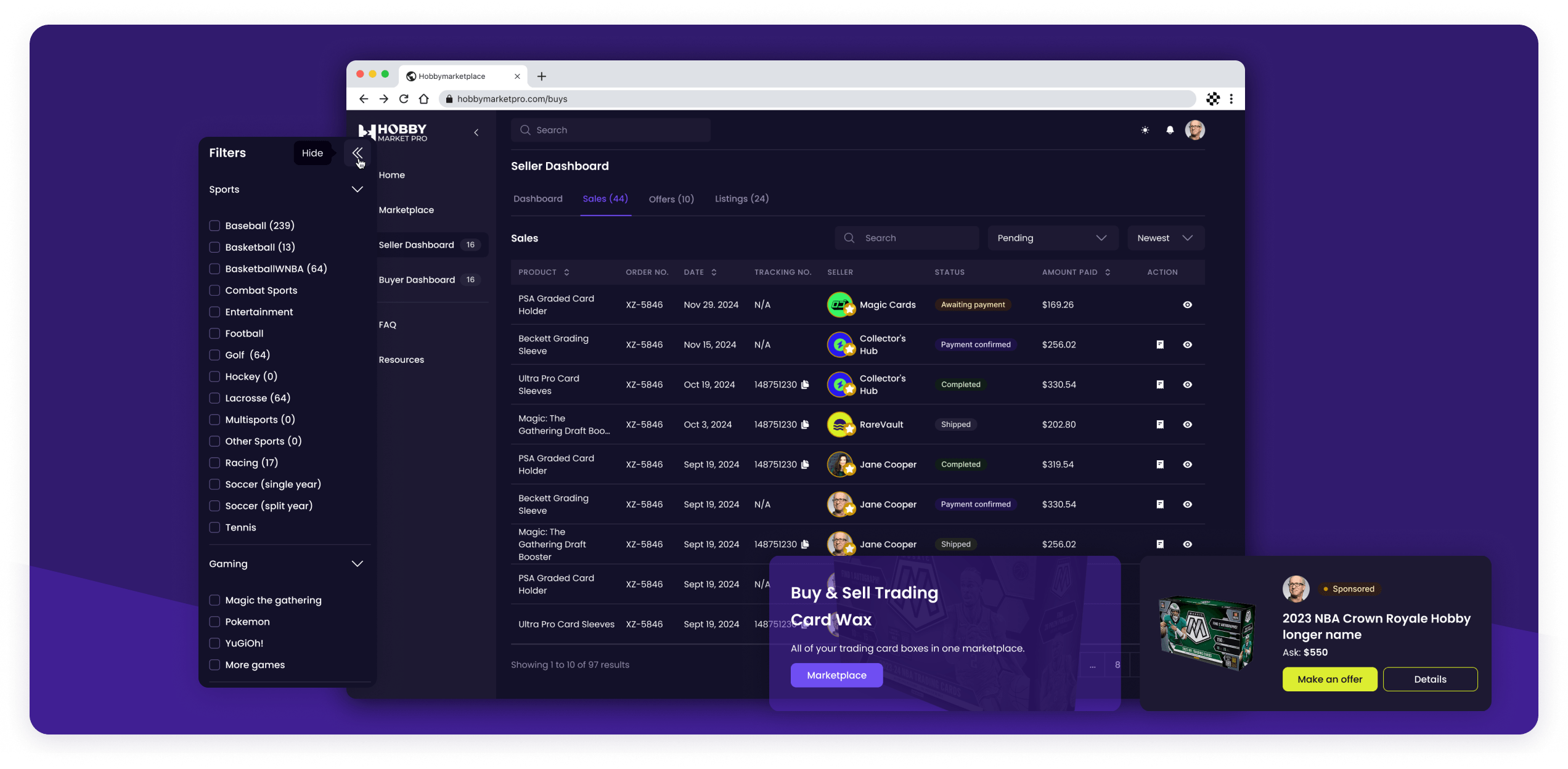 Hobby Market Pro B2B collectibles marketplace