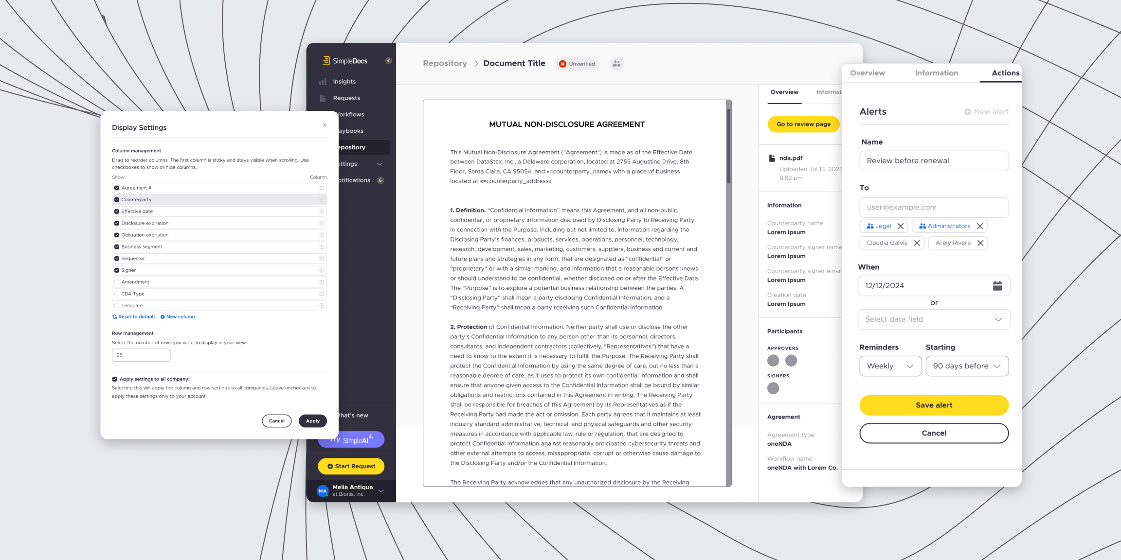 SimpleDocs contract automation platform